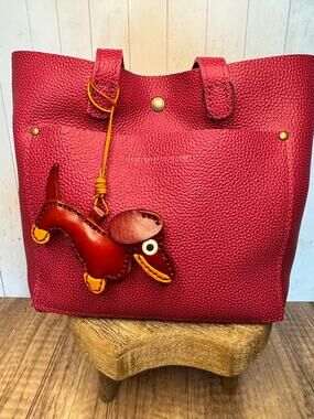 Brown Genuine Leather Dog Bag Charm Dachshund Wiener Dog Purse Charm Dogs